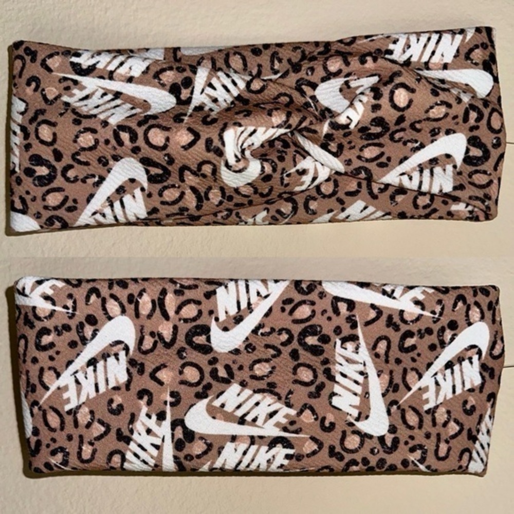 Nike leopard print twist front headband new